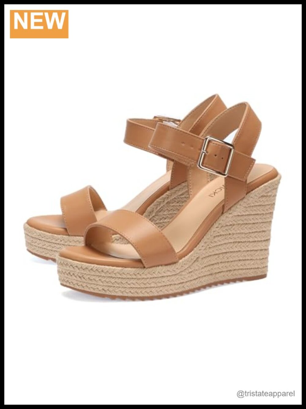 Platform Wedge Sandals Ankle Strap Open Toe Faux Leather Jute Sole